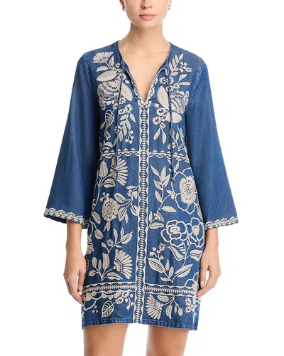 Johnny Was Lucinda Kimono Sleeve Relaxed Dress In Blue