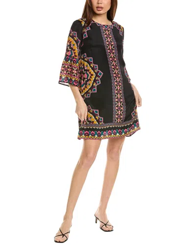 Johnny Was Lunna Silk-blend Shift Mini Dress In Black