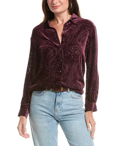Johnny Was Maisen Button-down Silk-blend Tunic In Red