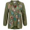 Johnny Was Malaya Field Blouse In Malaya Moss In Green