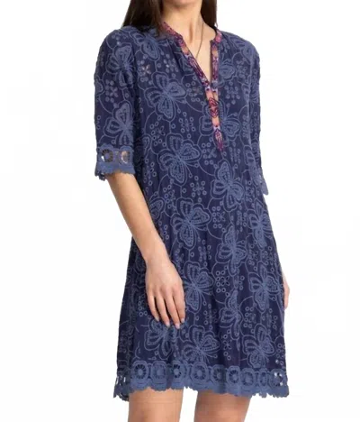 Johnny Was Malfi Mandarin Collar Dress In Blue Night