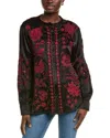 Johnny Was Mandarin Shirt In Black