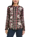 Johnny Was Mandarin Button Down Shirt In Red-black