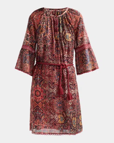 Johnny Was Mandie Floral Peasant Mini Dress In Red