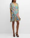 Johnny Was Margaret Flounce Floral-print Chiffon Dress In Wild Blooms