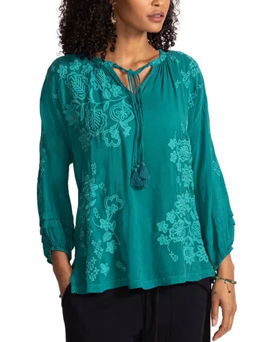 Johnny Was Margot Long Sleeve Blouse In Deep Lake In Green