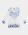 Johnny Was Margot Floral-embroidered Georgette Blouse