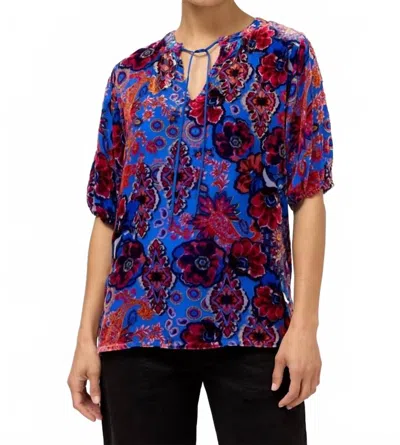 Johnny Was Margot Short Sleeve Blouse In Emmanuela Burnout In Multi