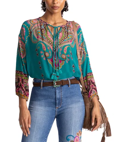 Johnny Was Margot Silk Blouse In Green