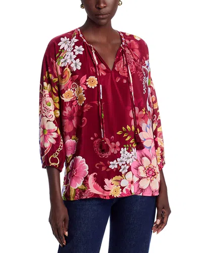 Johnny Was Margot Silk Top In Red