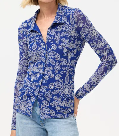 Johnny Was Maricel Mesh Button Down Shirt In Klaudia In Blue