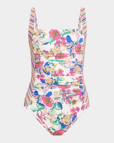 Johnny Was Marilyn Ruched One-piece Swimsuit