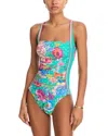 Johnny Was Marilyn Ruched One Piece Swimsuit In Blue