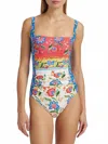 Johnny Was Marilyn Ruched One-piece Swimsuit In Roumba In Multi