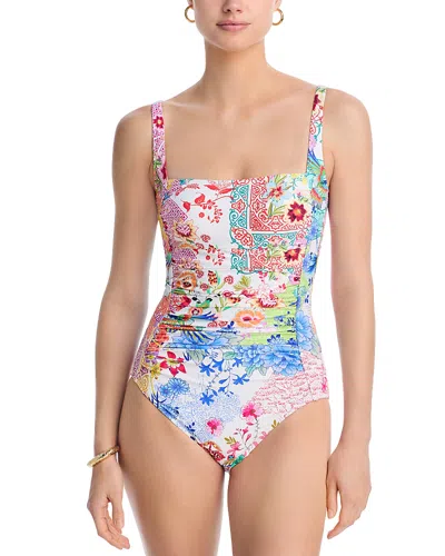 Johnny Was Paula Reverse Pique Tank One-piece Swimsuit