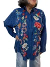 Johnny Was Marissa Relaxed Oversized Tunic Top In Blue In Blue
