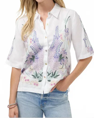 Johnny Was Marleigh Linen Kimono Sleeve Top In White