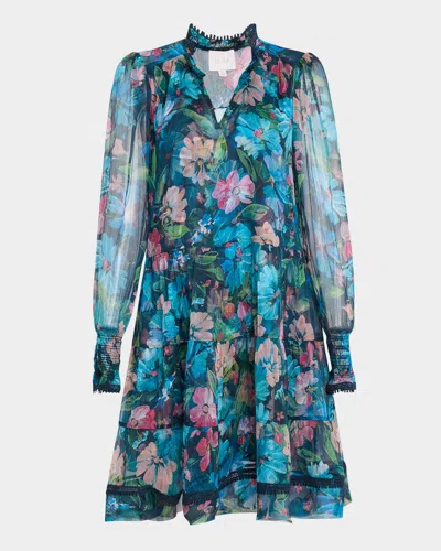 Johnny Was Maryah Tiered Floral-print Chiffon Dress In Cordelia