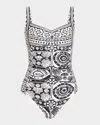 Johnny Was Sweetheart Ruched One Piece Swimsuit