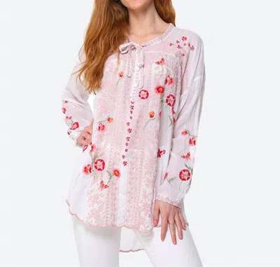Johnny Was Masia Embroidered Tunic In White In Pink