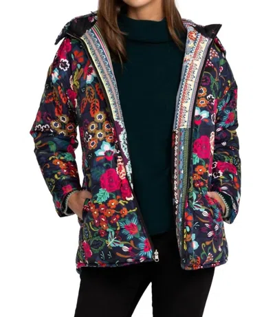Pre-owned Johnny Was Mauri Puffer Reversible Jacket For Women In Multi