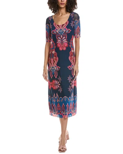 Johnny Was Maya Mesh Midi Dress In Blue