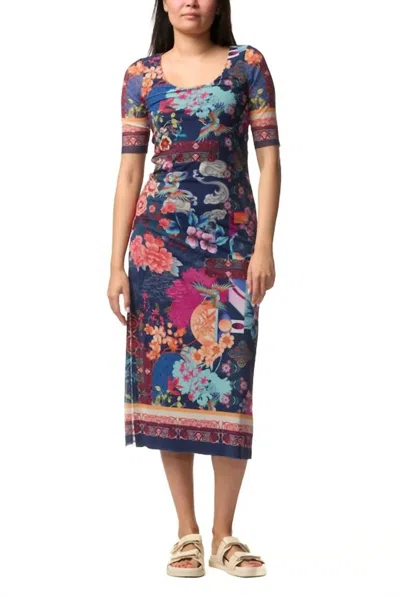 Johnny Was Maya Mesh Midi Dress In Dreamer Blue In Multi