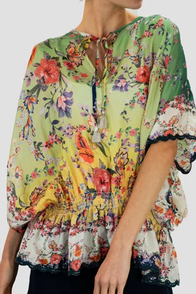 Johnny Was Maypo Top In Green Multi