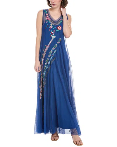 Johnny Was Mazzy Bias Maxi Dress In Blue