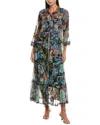 Johnny Was Mazzy Embroidered Mesh Midi Dress In Black