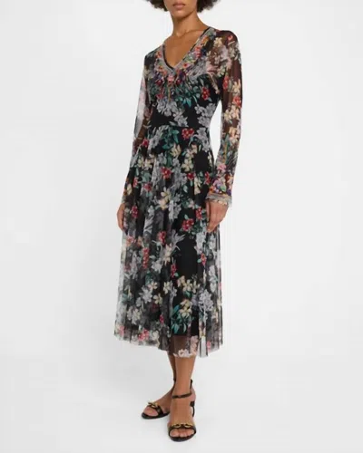 Johnny Was Mazzy Flared Dress (slip) In Borta Net In Black