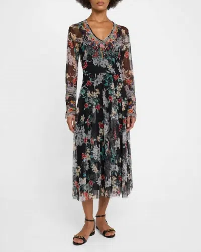 Johnny Was Mazzy Flared Slip Dress In Borta Net In Multi