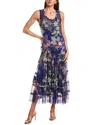 Johnny Was Mazzy Multi Ruffle Dress In Ullani In Blue