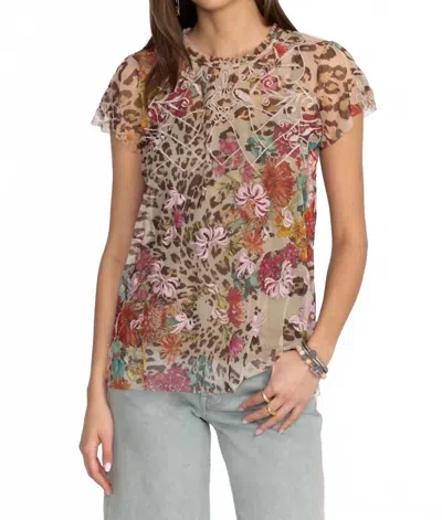 Johnny Was Mazzy Ruffle Neck Blouse In Wild Gardenia In Multi