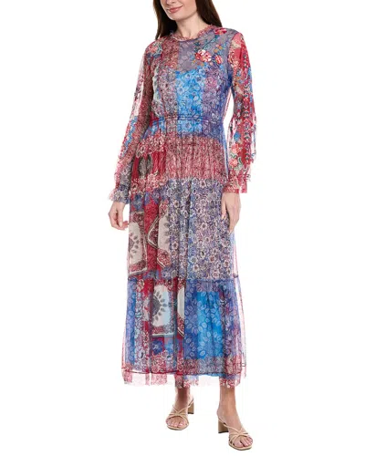 Johnny Was Mazzy Ruffle Neck Dress In Brown