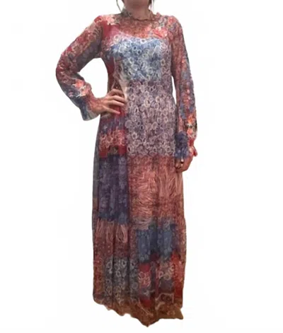 Johnny Was Mazzy Ruffle Neck Dress (slip) In Mayborn Scarf In Multi