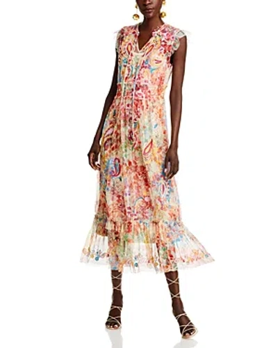 Johnny Was Mazzy Tie Neck Dress In Leafy