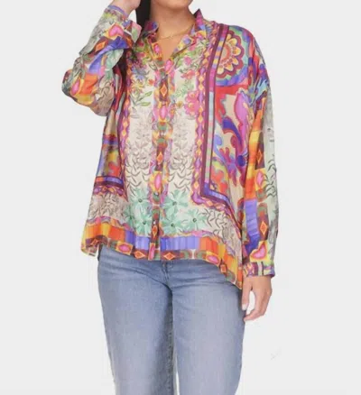 Johnny Was Mcanna Oversize Audrey Shirt In Geometric Floral Print In Multi