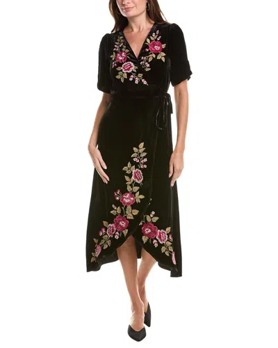 Johnny Was Mehdi Velvet Silk-blend Wrap Dress In Black