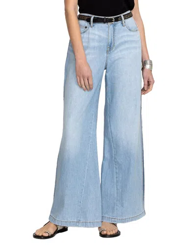 Johnny Was Melanie Blanket Stitch Wide Leg Jean In Blue