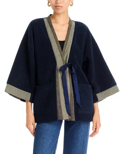 Johnny Was Melba Boucle Tie Front Kimono In Blue