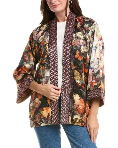 Johnny Was Merhawi Reversible Silk-blend Kimono In Green