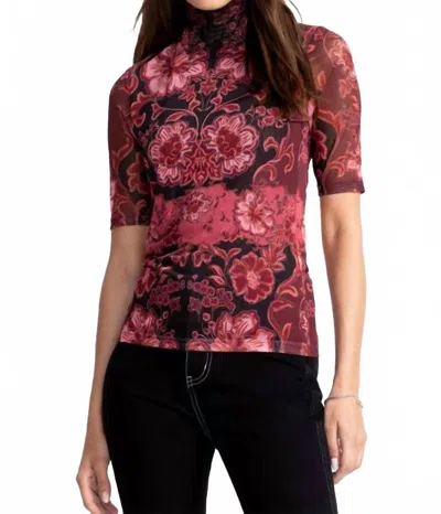 JOHNNY WAS MESH ELBOW SLEEVE MOCK NECK TOP IN SCILLA