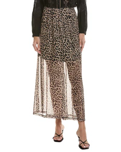 Johnny Was Mesh Gored Back Maxi Skirt In Brown
