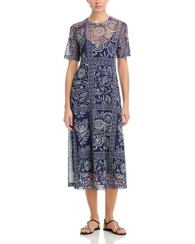 Johnny Was Mesh Tee Dress In Blue