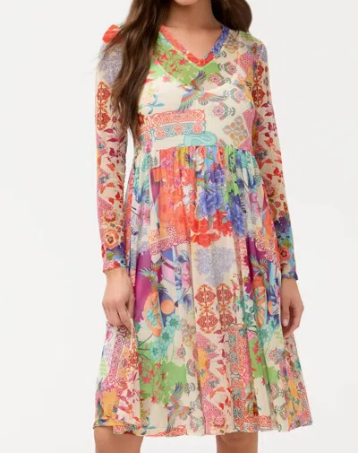 Johnny Was Mesh Tier Slip Midi Dress In Mcdreamer In Pink