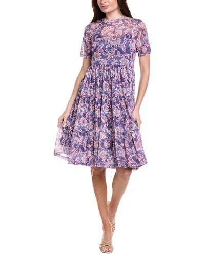 Johnny Was Mesh Tiered Dress In Purple