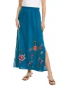 Johnny Was Messine High Slit Linen Skirt In Blue