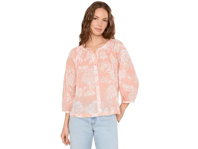 Johnny Was Michaella Peasant Blouse - Sorrento Sunshine Women's Clothing Sorrento Sunshine Dusty Pink: Lg In Neutral