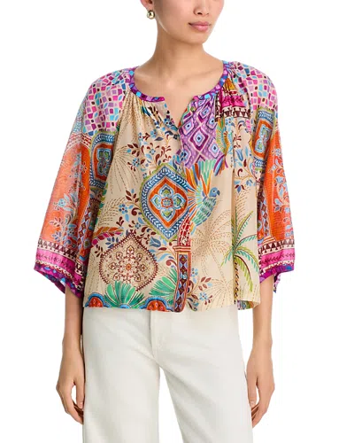 Johnny Was Michaella Printed Peasant Blouse In Multi
